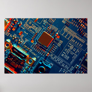 Electronic circuit board close up. electronic,micr poster