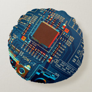 Electronic circuit board close up. electronic,micr round cushion