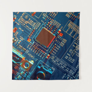 Electronic circuit board close up. electronic,micr tapestry
