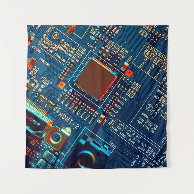 Electronic circuit board close up. electronic,micr tapestry (Front)