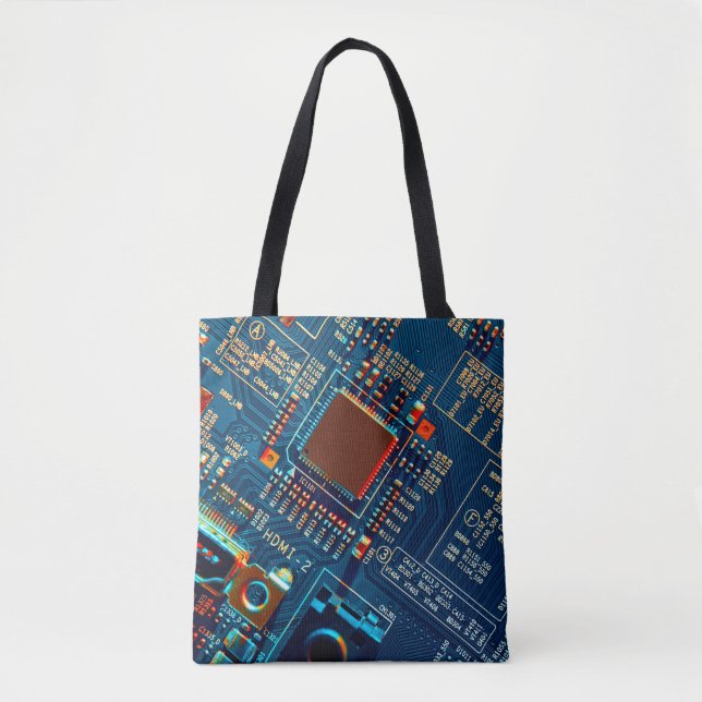 Electronic circuit board close up. electronic,micr tote bag (Front)