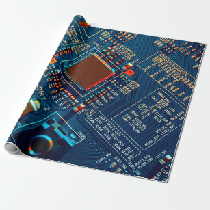 Electronic circuit board close up. electronic,micr wrapping paper