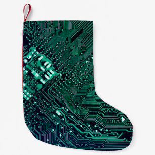 Electronic circuite board background,abstract,blue small christmas stocking