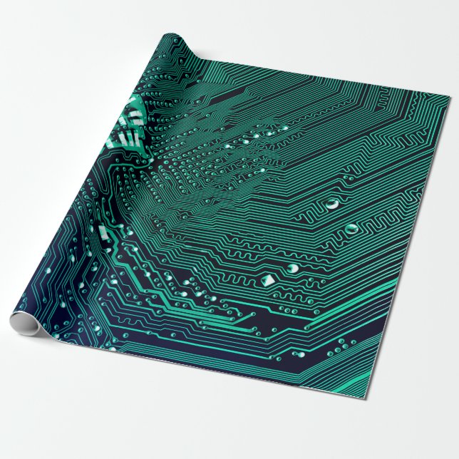 Electronic circuite board background,abstract,blue wrapping paper (Unrolled)