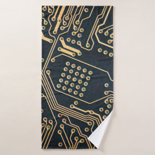 Electronic components, computer card close-up, dig bath towel