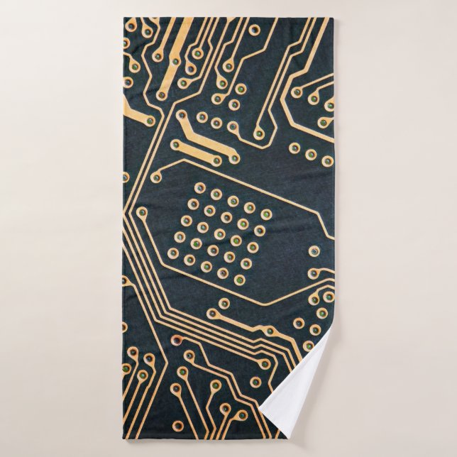 Electronic components, computer card close-up, dig bath towel (Bath Towel)
