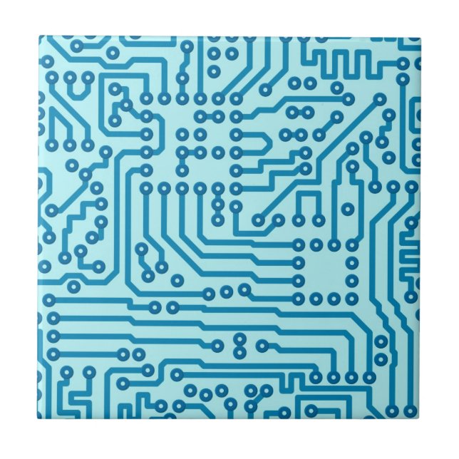 Electronic Digital Circuit Board Ceramic Tile (Front)