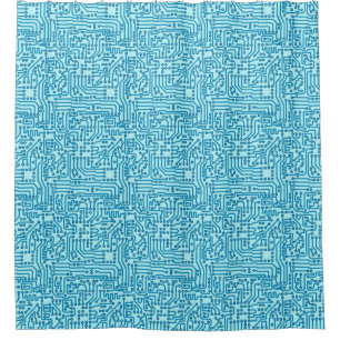 Electronic Digital Circuit Board Shower Curtain