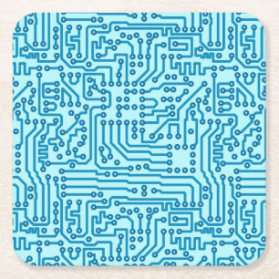 Electronic Digital Circuit Board Square Paper Coaster