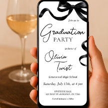 Electronic Graduation Invitation Black Bow        