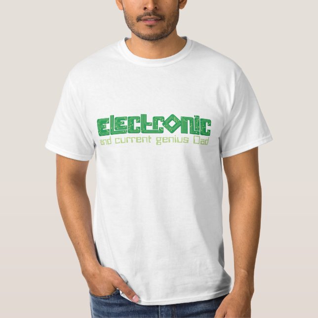 Electronic green PCB style Dad genius t-shirt (Front)