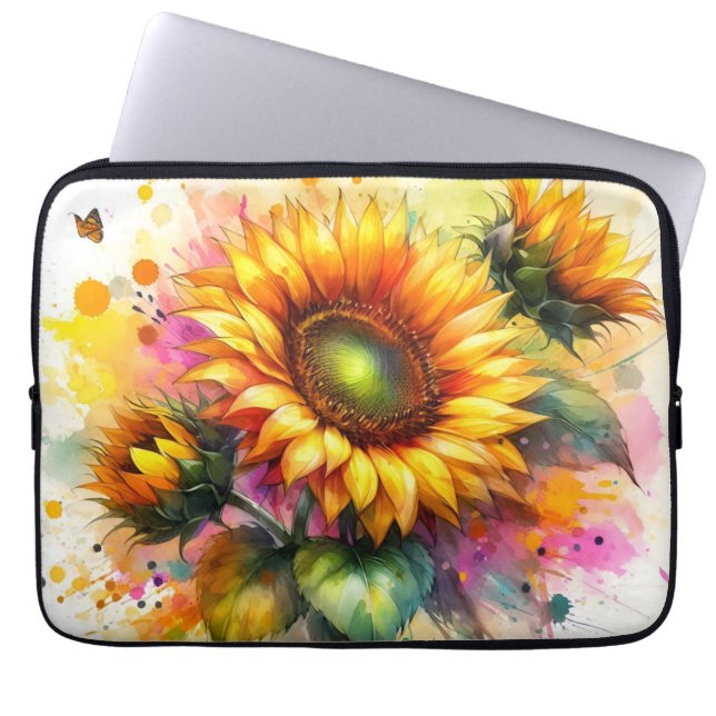 Electronic, Laptop Bag - Yellow Sunflower (Front)