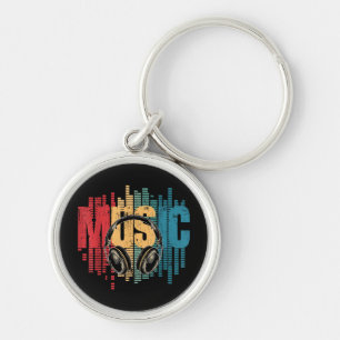 Electronic Music Lover DJ Vintage Headphones Key Ring