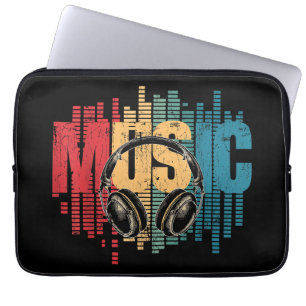 Electronic Music Lover DJ Vintage Headphones Laptop Sleeve