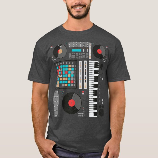 Electronic Music Synthesizer Techno Music DJ T-Shirt (Front)