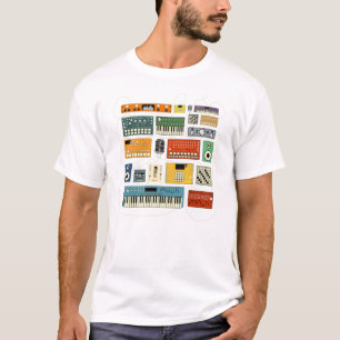 Electronic Musician with Synthesizer and Drum Mach T-Shirt