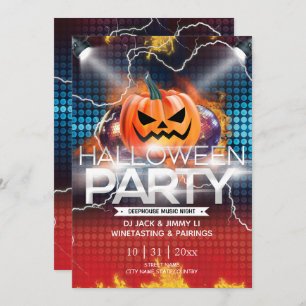 Electronic Neon Effect Jack-O-Lantern Halloween Invitation