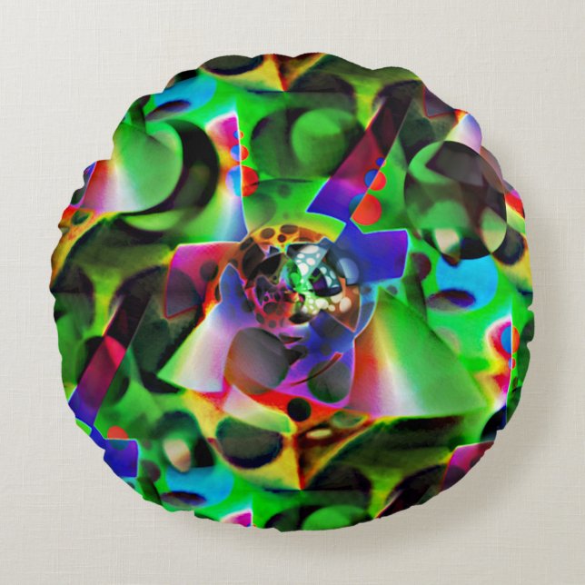 Electronic planetarium with shades of green round cushion (Front)