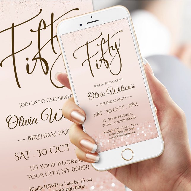 Electronic Rose Gold 50th Birthday Mobile Invite (Electronic Rose Gold 50th Birthday Mobile Invite)