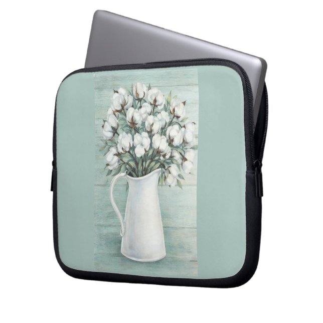 Electronics Sleeve Cotton Flowers Farmhouse  (Front Left)