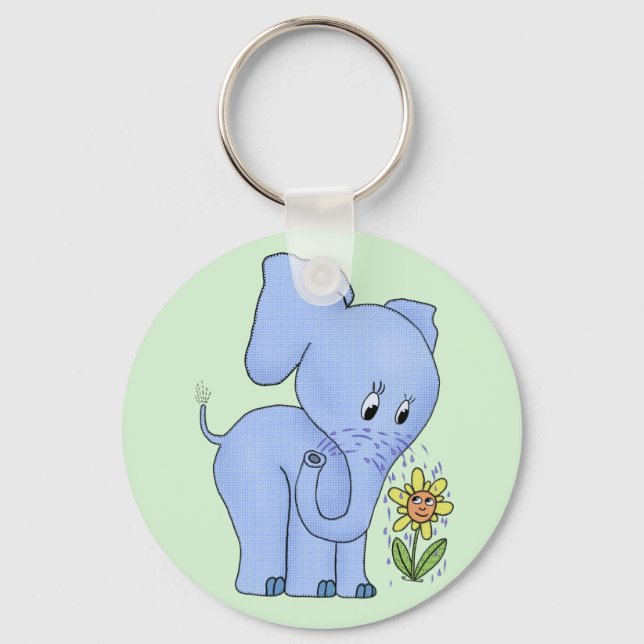 Elefant mit Blume Key Ring (Front)