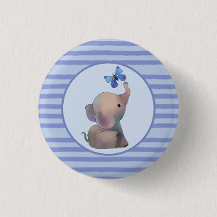 Elefant mit Schmetterling  3 Cm Round Badge