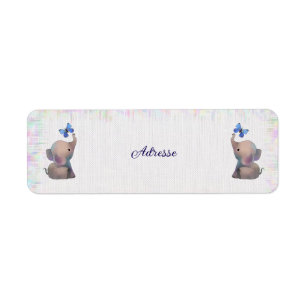Elefant mit Schmetterling Return Address Label