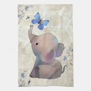 Elefant mit Schmetterling Tea Towel