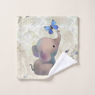 Elefant mit Schmetterling Wash Cloth