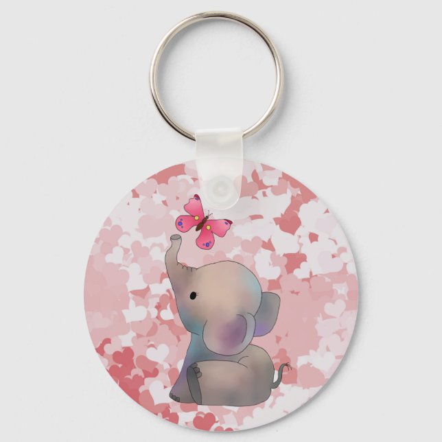 Elefant pink Falter Keyger Key Ring (Front)