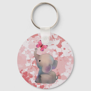 Elefant rosa Falter Schlüsselger Key Ring