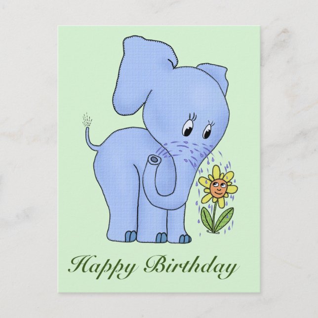 Elefant und Blume Postcard (Front)