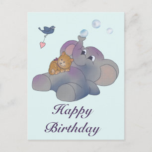 Elefant und Katze Postcard