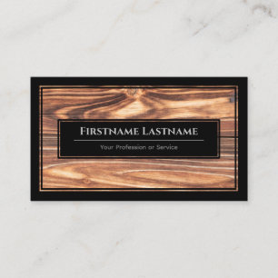 Elegan black framed wooden style wood grain business card