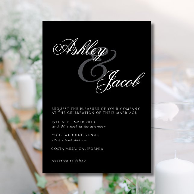 Elegan Black & White Elegant Minimalist Wedding In Invitation (Creator Uploaded)