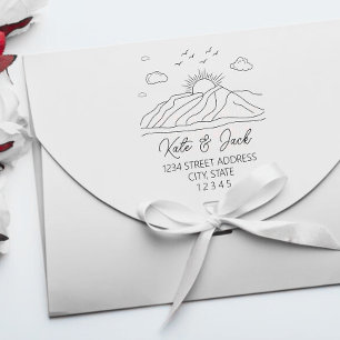 Elegan Mountains Wedding Return Address  Rubber Stamp