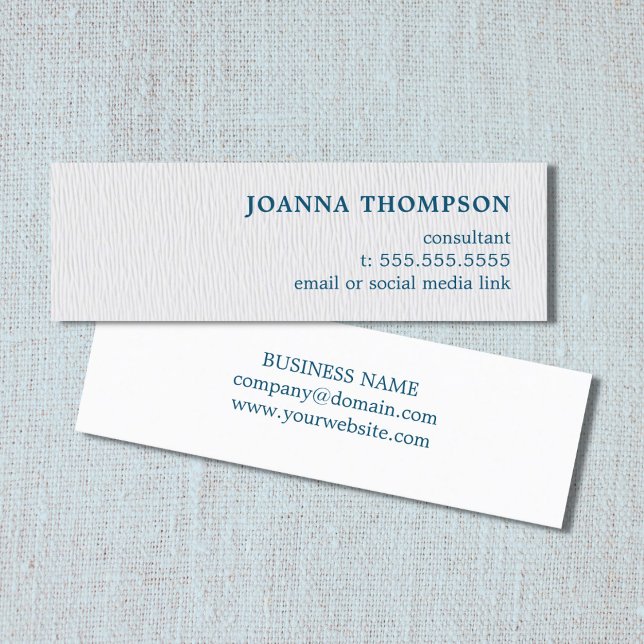 Elegan Simple Texture White Blue Consultant Mini Business Card (Creator Uploaded)