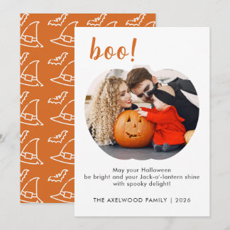 Elegan trendy Pumpkin Shaped Photo Halloween Holiday Card