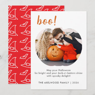 Elegan trendy Pumpkin Shaped Photo Halloween Holiday Card
