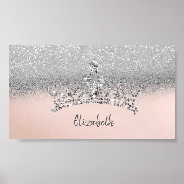 Elegan Trendy Silver Glitter Tiara   Poster (Front)