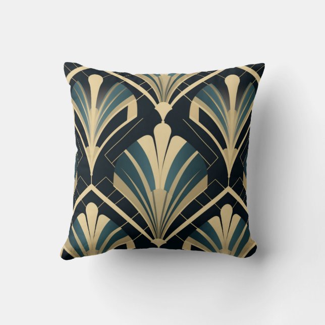 Elegance Art Deco - Blue Night and Ivory Cushion (Back)