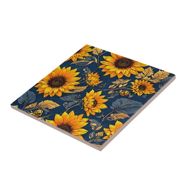 Elegance, Artistry, and Pure Sunshine: Sunflowers  Ceramic Tile (Side)