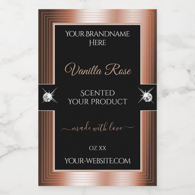 Elegance Black Rose Gold Brilliants Product Label (Single Label)