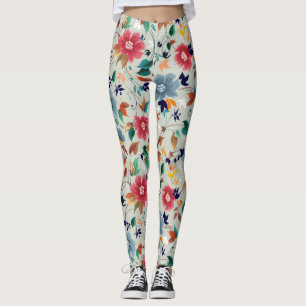 Elegance Blooms: Floral Vintage Background Leggings