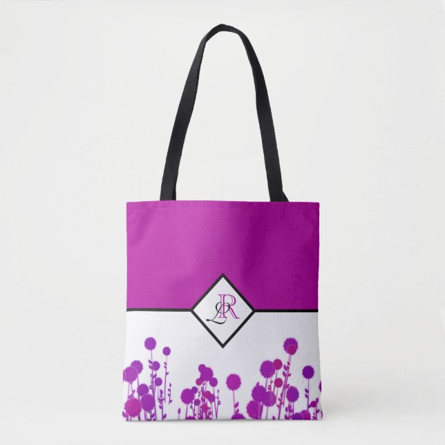 Elegance Blooms: Personalised Monogram Tote Bag (Front)