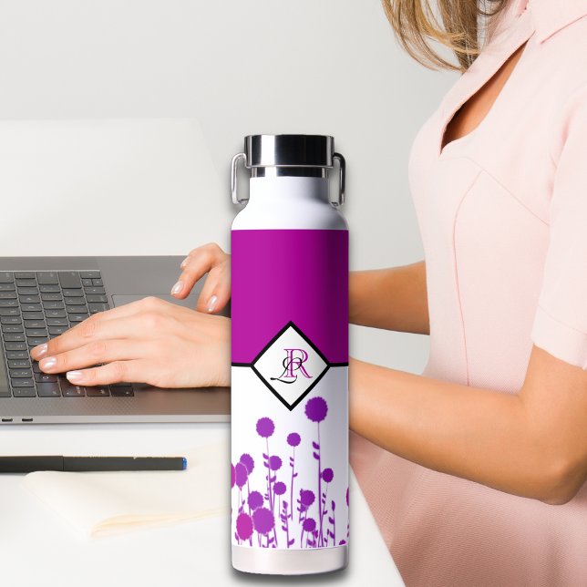 Elegance Blooms: Personalised Monogram Water Bottle (Creator Uploaded)