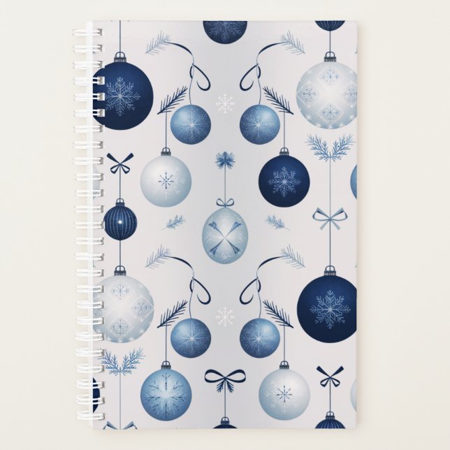 Elegance Blue And White Christmas Pattern  Planner (Front)