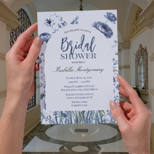 Elegance Blue and White Floral Bridal Shower Invitation