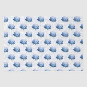 Elegance Blue Peony Botanical Wrapping Paper