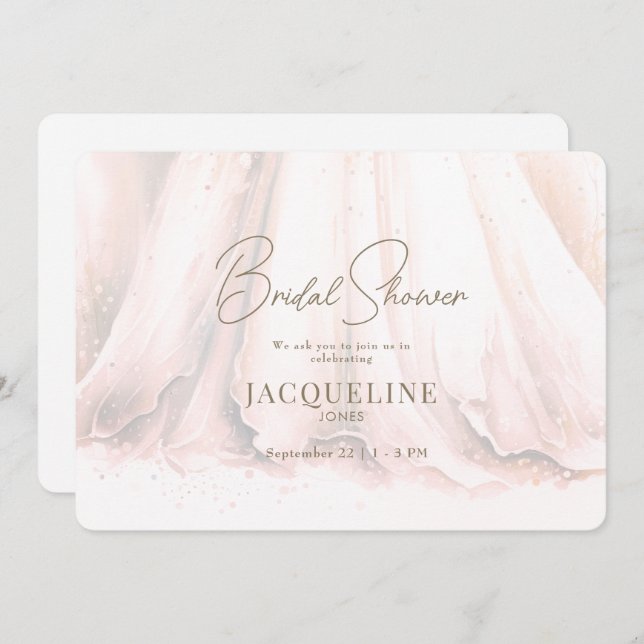 Elegance Blush Wedding Dress Bridal Shower Invitation (Front/Back)